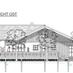 Köhldorfner Muster-Holzhaus Eingabeplan Ansicht Ost