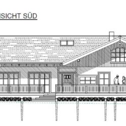 Köhldorfner Muster-Holzhaus Eingabeplan Ansicht Süd